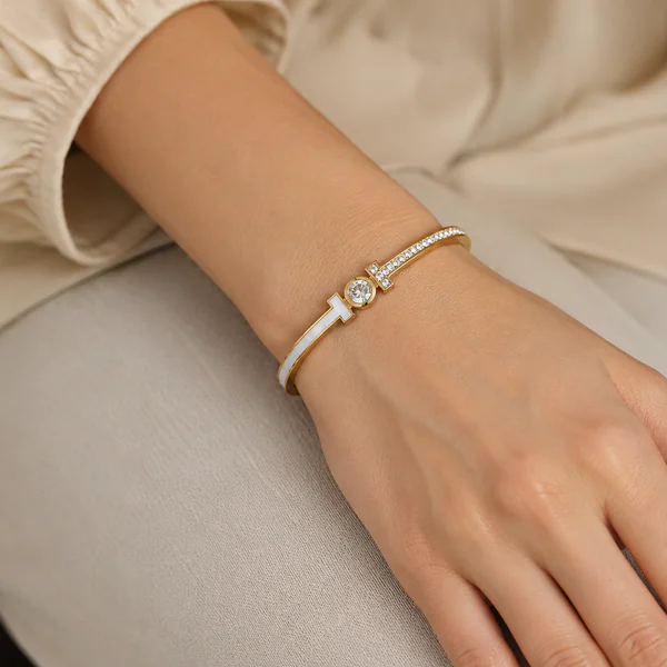 Anti-Tarnish B Solitaire N Kada - Anti-Tarnish from BLINGARI luxury Indian fashion collection