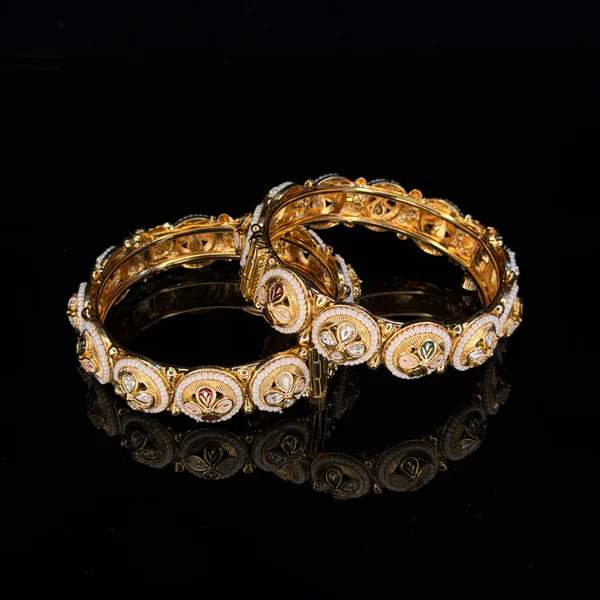 Chandrika Phool Kada - Bangles from BLINGARI luxury Indian fashion collection