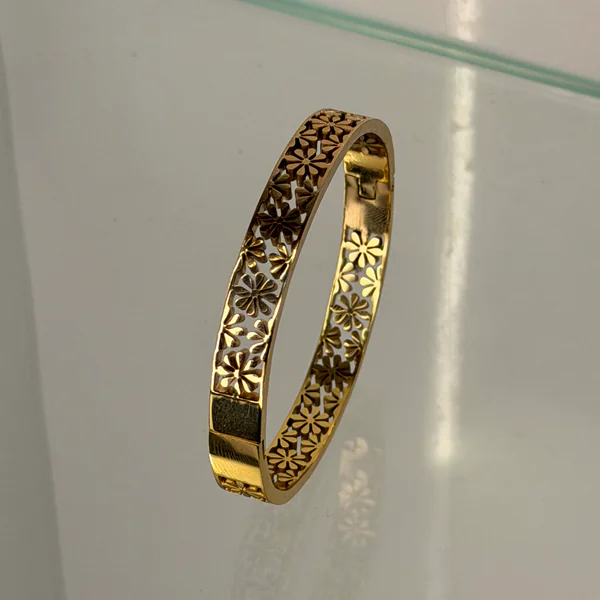 Golden Blossom Kada - Bangles from BLINGARI luxury Indian fashion collection