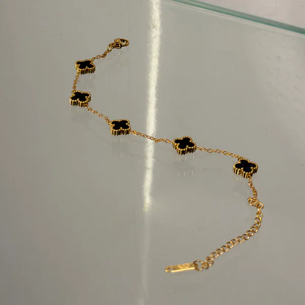 Noir Clover Bracelet Black - Bangles from BLINGARI luxury Indian fashion collection