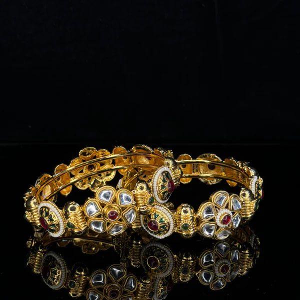 Phool Kundan Kadha - Bangles from BLINGARI luxury Indian fashion collection