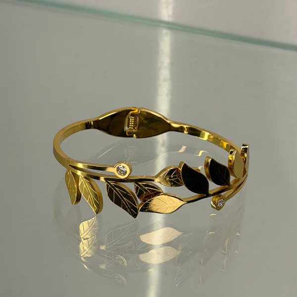 Verdant Leaf Kada - Bangles from BLINGARI luxury Indian fashion collection