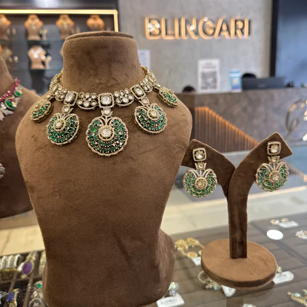 Gren I.m Tree - Bridal Sets from BLINGARI luxury Indian fashion collection