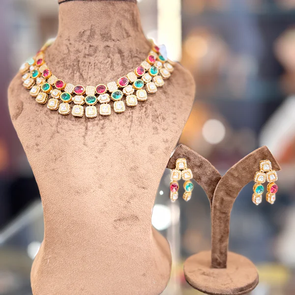 Pnk Gren Z Kundan - Bridal Sets from BLINGARI luxury Indian fashion collection