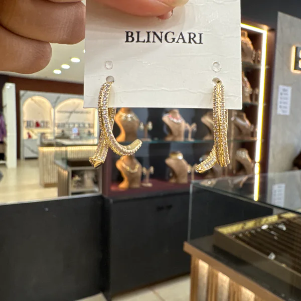 Splt Hoop - Earrings & Jhumkas from BLINGARI luxury Indian fashion collection