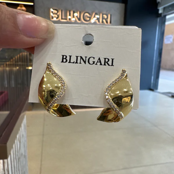 Crystal Cshell - Earrings & Jhumkas from BLINGARI luxury Indian fashion collection