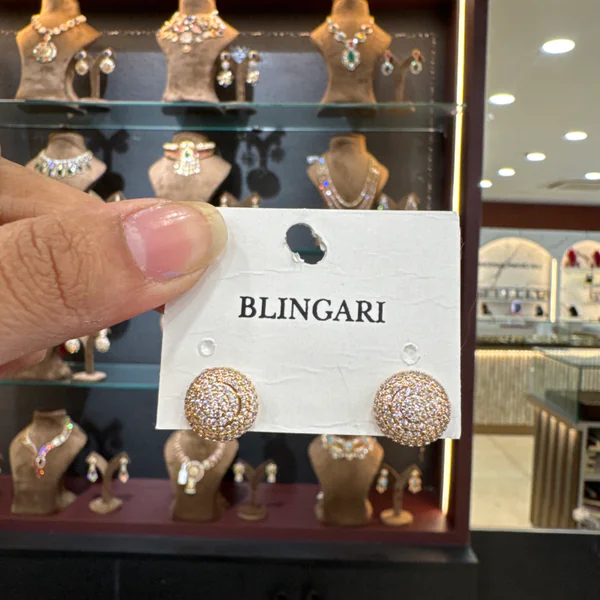 Earring 508907 - Earrings & Jhumkas from BLINGARI luxury Indian fashion collection