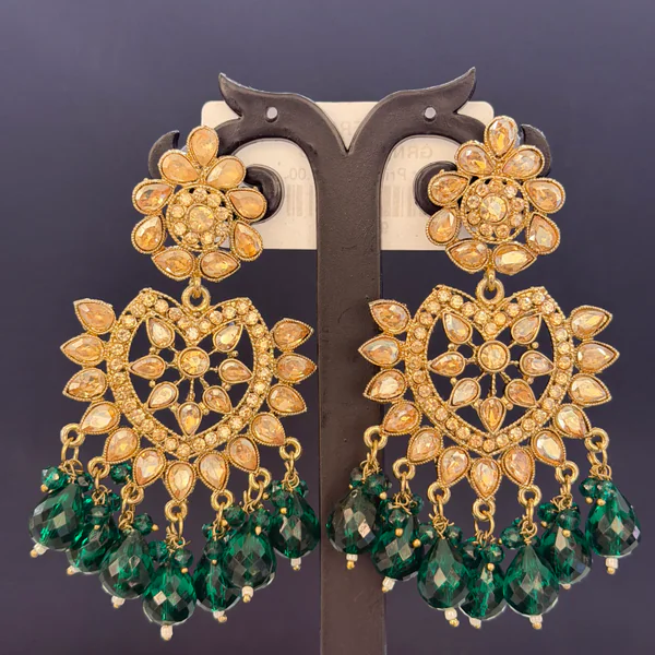 Green Polki - Jhumkas from BLINGARI luxury Indian fashion collection