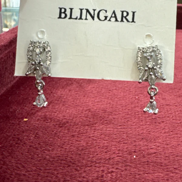 Silver Stud - Earrings & Jhumkas from BLINGARI luxury Indian fashion collection