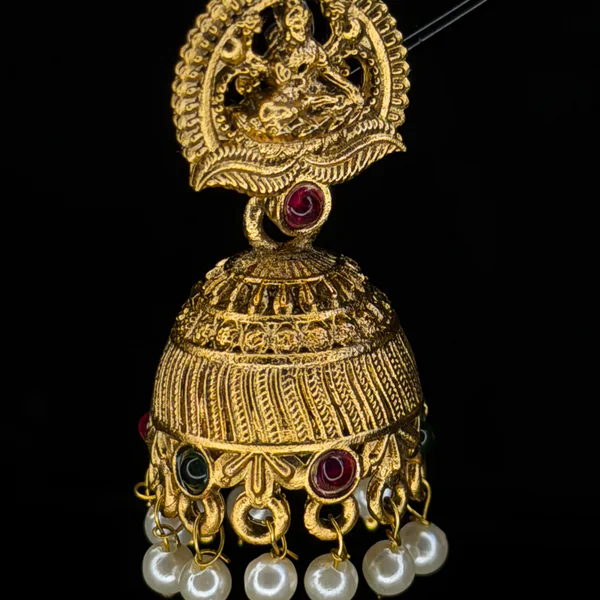 Lakshmi Dome Jhumka - Earrings from BLINGARI luxury Indian fashion collection