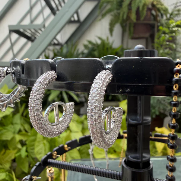 Crystal Cascade Studs - Earrings from BLINGARI luxury Indian fashion collection