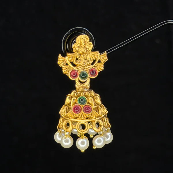 Lakshmi Mini Jhumka - Earrings from BLINGARI luxury Indian fashion collection