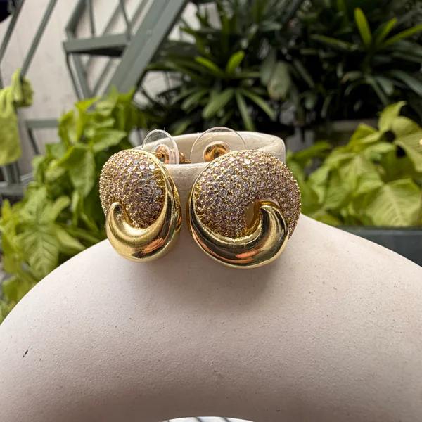Golden Spiral Studs - Earrings from BLINGARI luxury Indian fashion collection