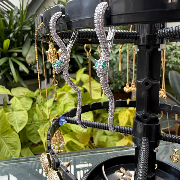 Serpent Grace Studs - Earrings from BLINGARI luxury Indian fashion collection