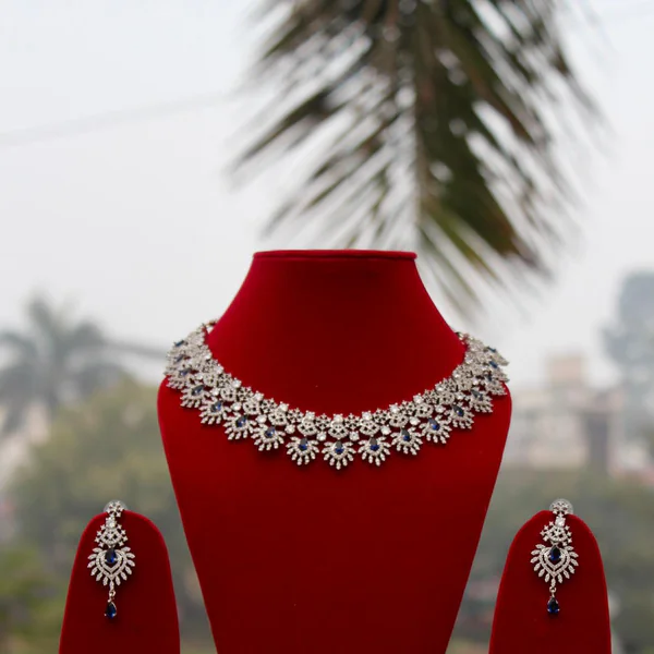 Riva Sapphire Set - Necklaces from BLINGARI luxury Indian fashion collection