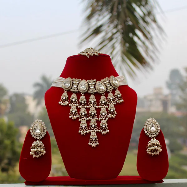 Zeenat Choker Set - Necklaces from BLINGARI luxury Indian fashion collection