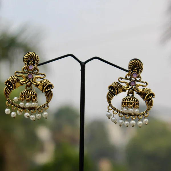 Devika Pearl Drops - Earrings from BLINGARI luxury Indian fashion collection