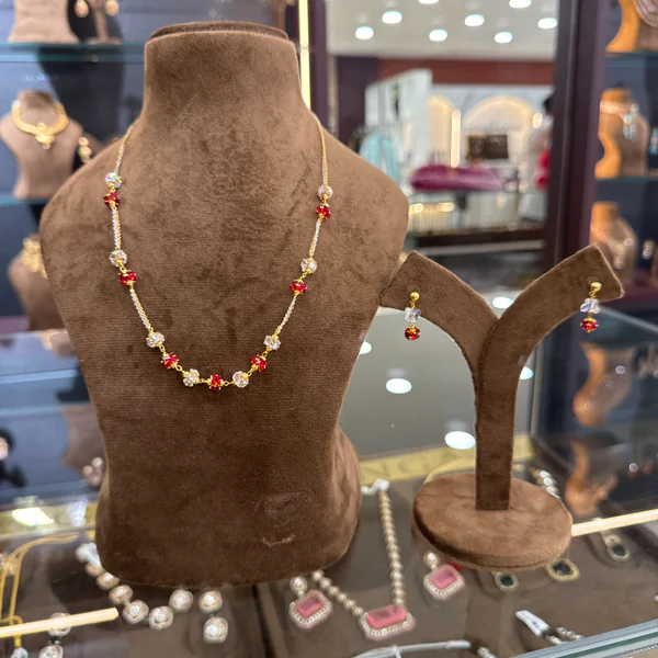 Grn Rd Mala - Necklaces & Pendants from BLINGARI luxury Indian fashion collection