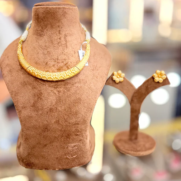 Golden M Collar - Necklaces & Pendants from BLINGARI luxury Indian fashion collection
