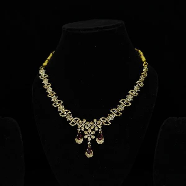 Mint Fleur Set Red - Necklaces from BLINGARI luxury Indian fashion collection