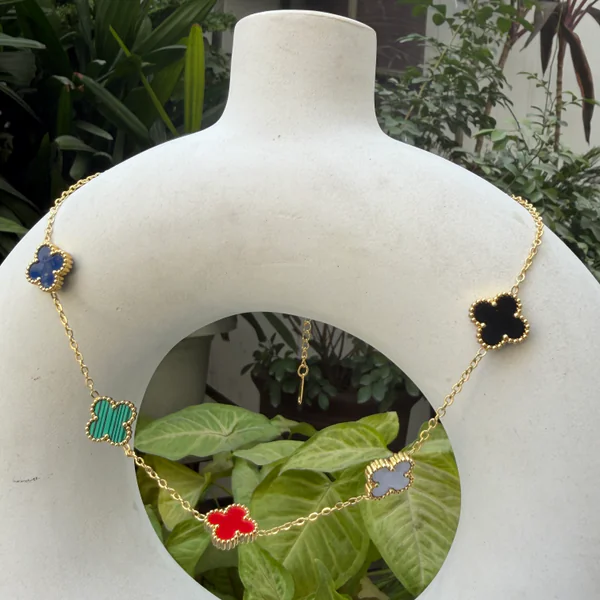 Prism Clover Chain - Necklaces from BLINGARI luxury Indian fashion collection