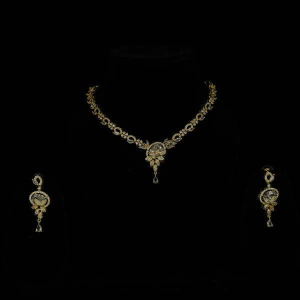 Noor-e-Gul Mehndi Set White - Necklaces from BLINGARI luxury Indian fashion collection