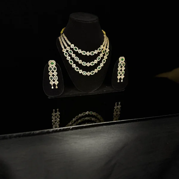 Regal Layered Set Green - Necklaces from BLINGARI luxury Indian fashion collection