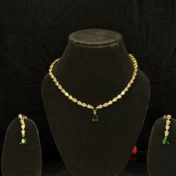 Prism Drop Set Gold - Necklaces from BLINGARI luxury Indian fashion collection