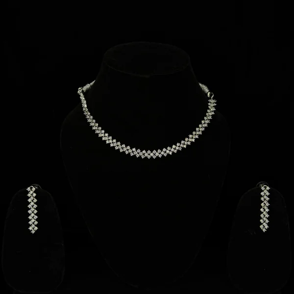 Diamond Lattice Set - Necklaces from BLINGARI luxury Indian fashion collection