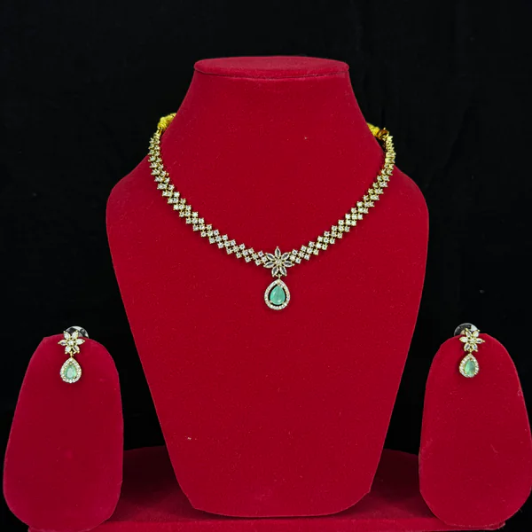 Emerald Grace Set - Necklaces from BLINGARI luxury Indian fashion collection