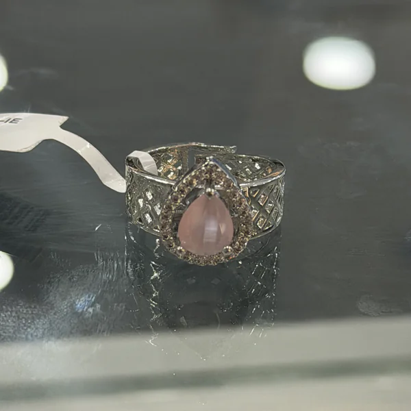 Mesh Ring Pink - Rings & Hathphool from BLINGARI luxury Indian fashion collection