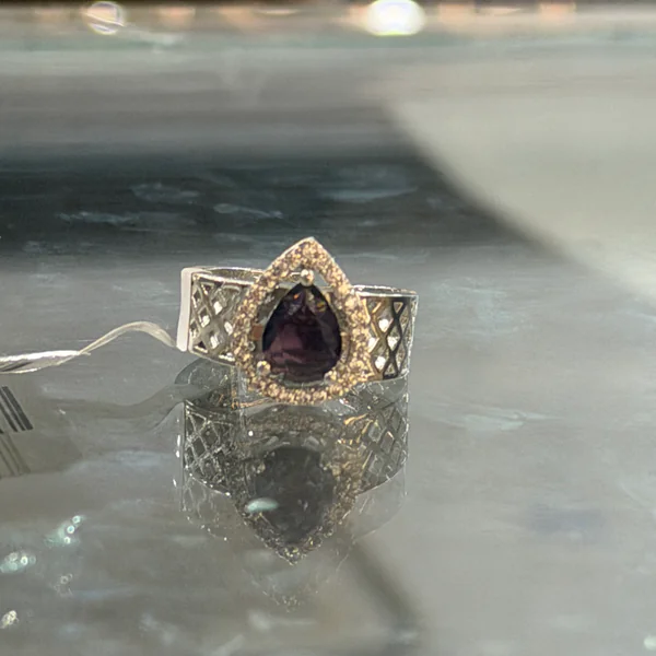 Mesh Ring Purple - Rings & Hathphool from BLINGARI luxury Indian fashion collection