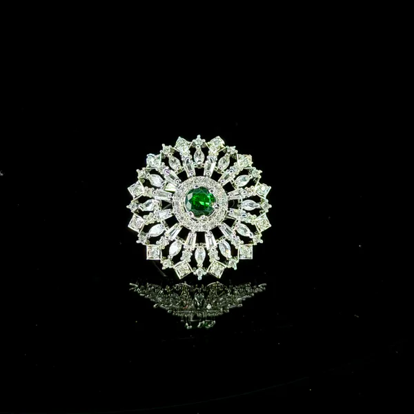 Emerald Sunburst Ring - Rings from BLINGARI luxury Indian fashion collection