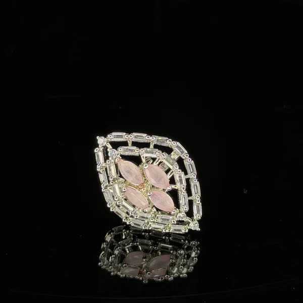 Barfi Cocktail Ring Pink - Rings from BLINGARI luxury Indian fashion collection