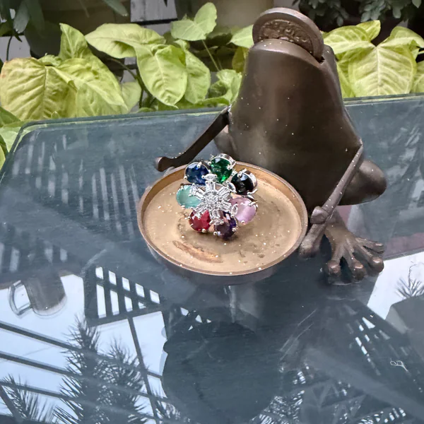 Celeste Petal Ring - Rings from BLINGARI luxury Indian fashion collection