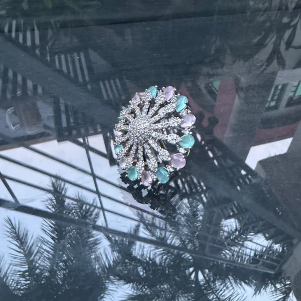 Pastel Burst Ring Multi Colored - Rings from BLINGARI luxury Indian fashion collection