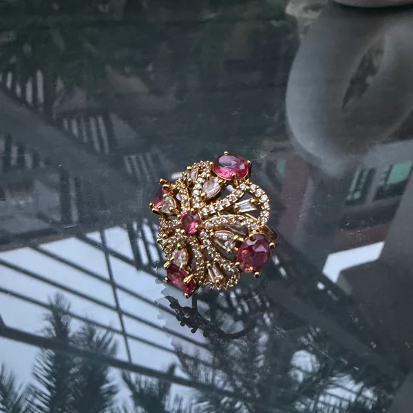 Red Stone Ring - Rings from BLINGARI luxury Indian fashion collection