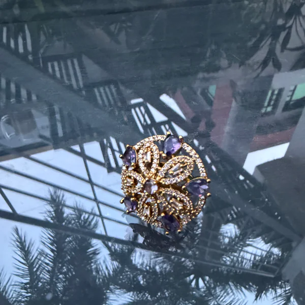 Royal Purple Mehndi Ring - Rings from BLINGARI luxury Indian fashion collection