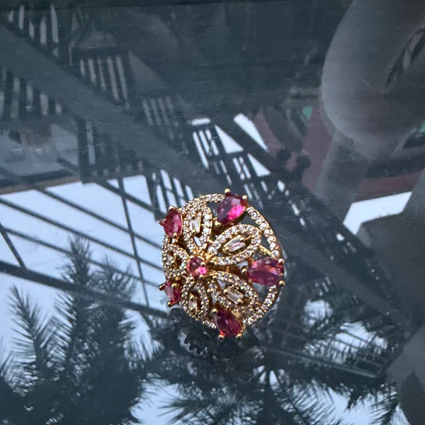 Royal Red Mehndi Ring - Rings from BLINGARI luxury Indian fashion collection