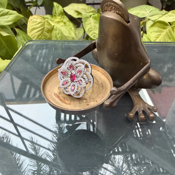 Ruby Bloom Statement Ring - Rings from BLINGARI luxury Indian fashion collection