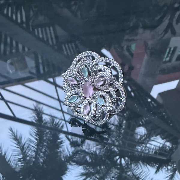 Ruby Statement Ring Multi Coloured - Rings from BLINGARI luxury Indian fashion collection